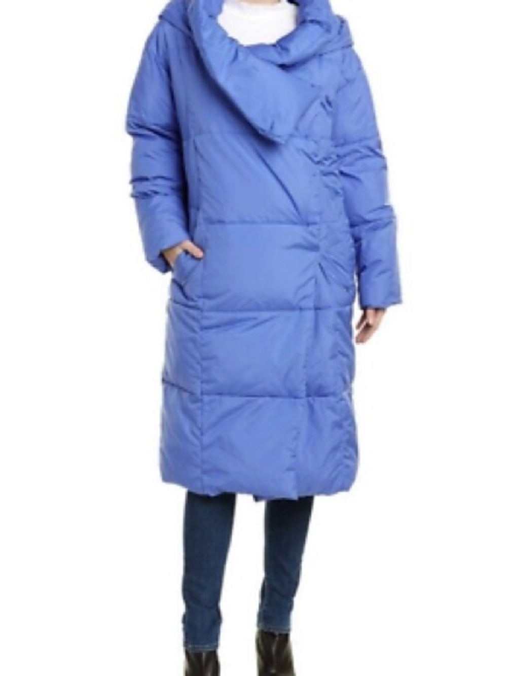 UGG Periwinkle Long Puffer Coat with Oversized Shawl Collar